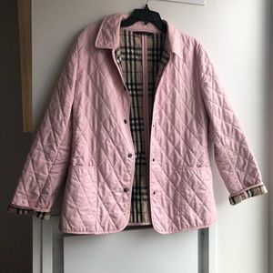 Burberry Pink Diamond Quilted Jacket Sz L